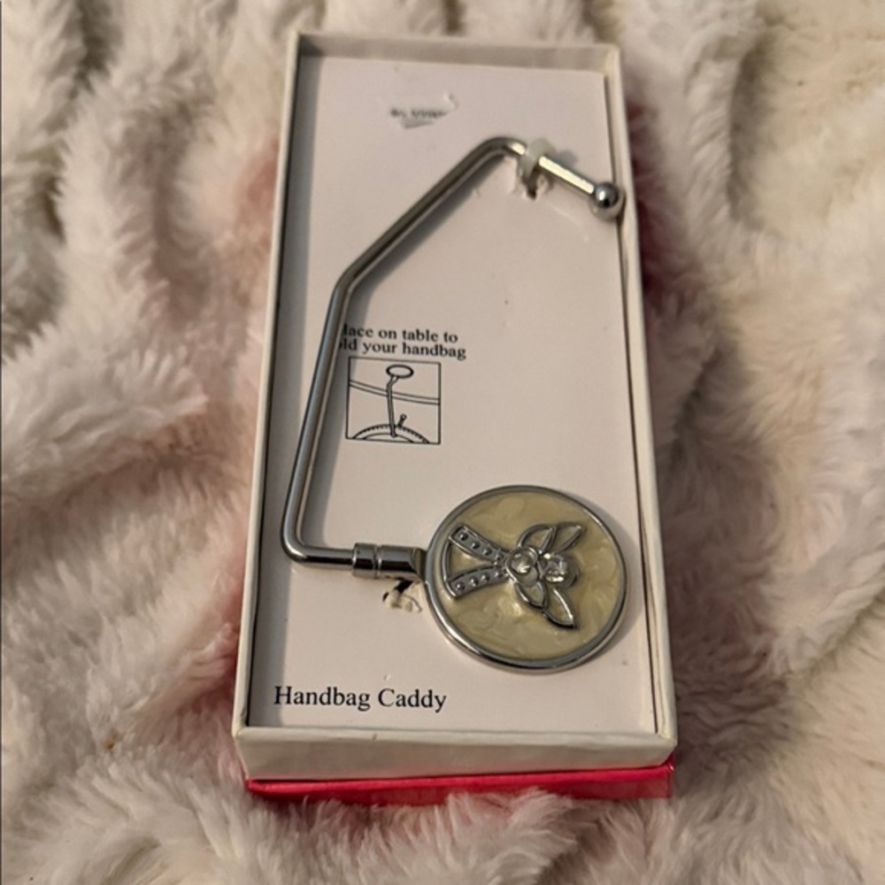 Floral Handbag Hook with Silver Accents